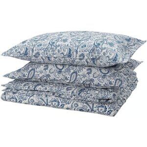 RODGERSIA Duvet cover and pillowcase(s), blue/white, Full/Queen (Double/Queen)